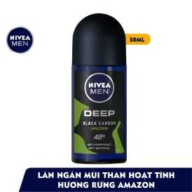 Lăn Ngăn Mùi NIVEA MEN Deep Than Đen Hương Rừng Amazon 50 ml - 85370